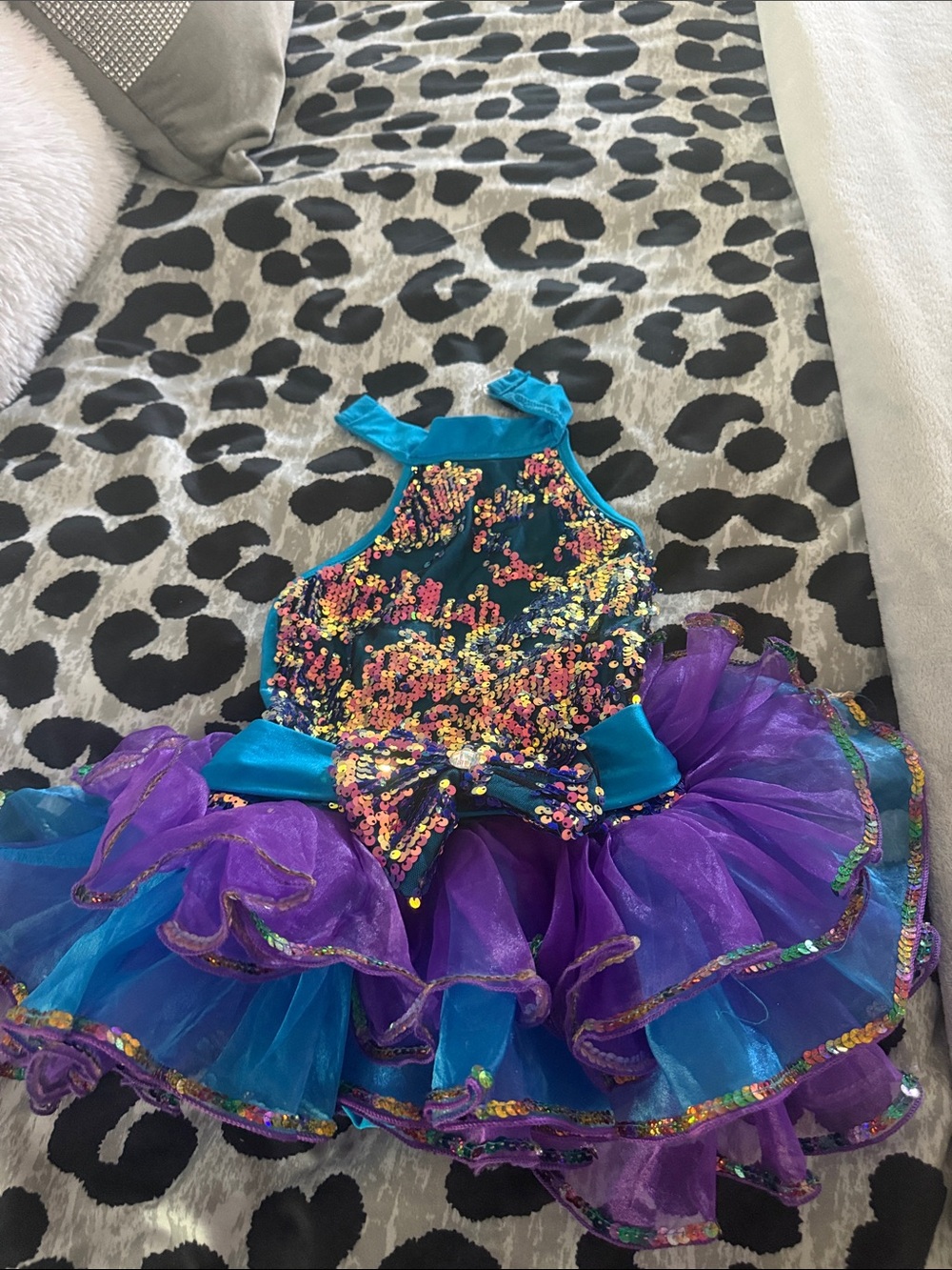 Glamour dance solo blue and Purple Sequin Tutu Dance Costume
